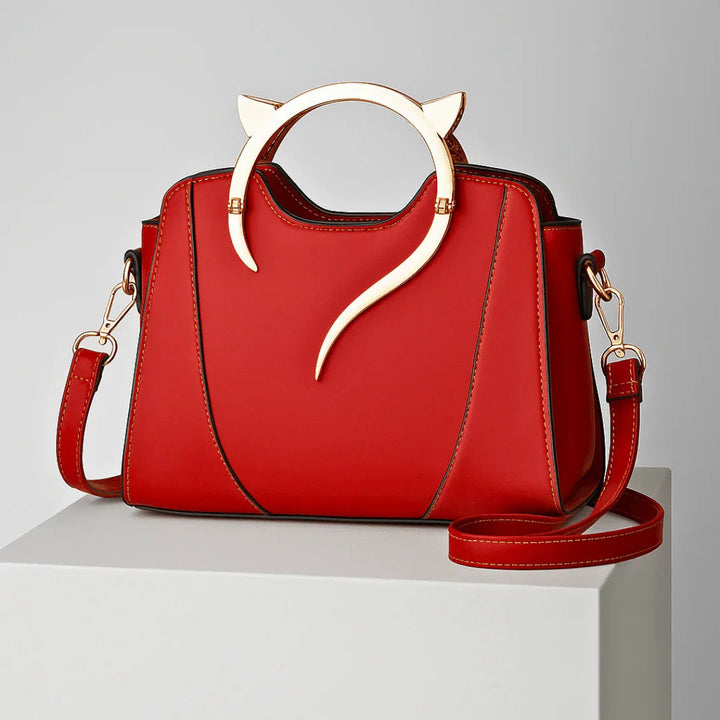 Felicity | Chic Cat Ear Structured Handbag With Gold Hardware