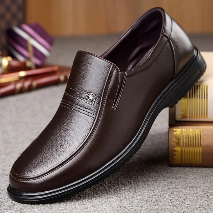 Maxwell | Sleek Black Leather Slip-On Loafers For Men