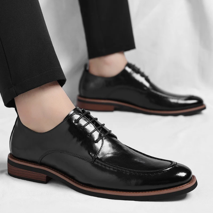 Lorenzio | Elegant Men's Brown Leather Oxford Dress Shoes