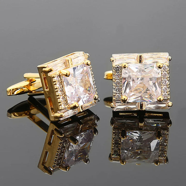 Montgomery | Elegant Purple Crystal Cufflinks Men - Gold Accent