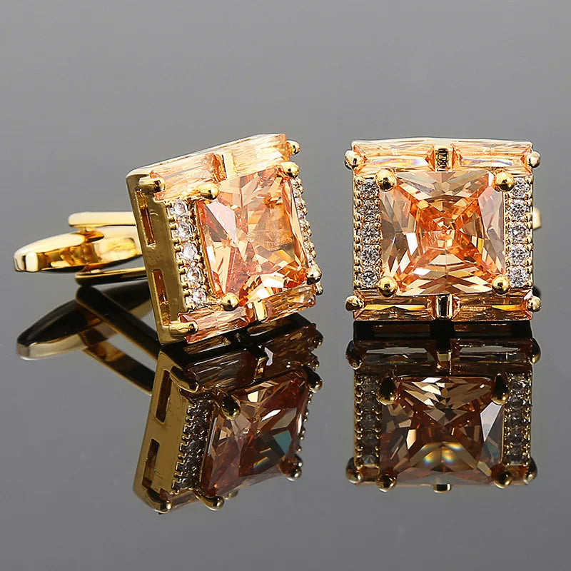 Montgomery | Elegant Purple Crystal Cufflinks Men - Gold Accent