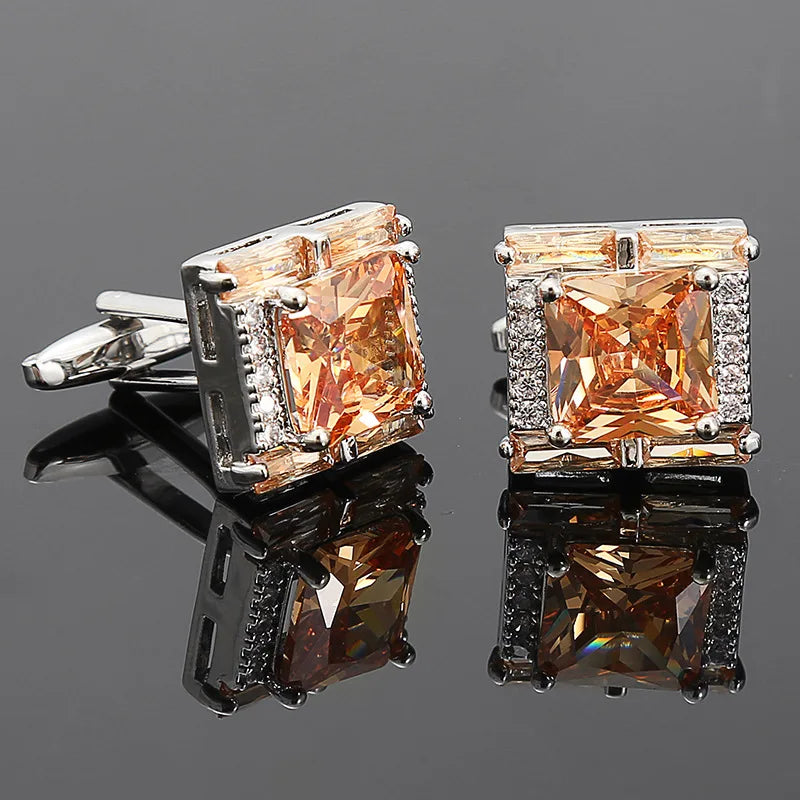 Montgomery | Elegant Purple Crystal Cufflinks Men - Gold Accent