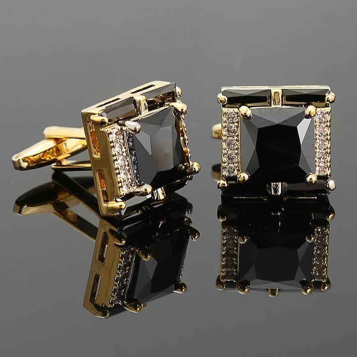 Montgomery | Elegant Purple Crystal Cufflinks Men - Gold Accent