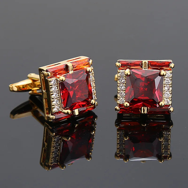 Montgomery | Elegant Purple Crystal Cufflinks Men - Gold Accent