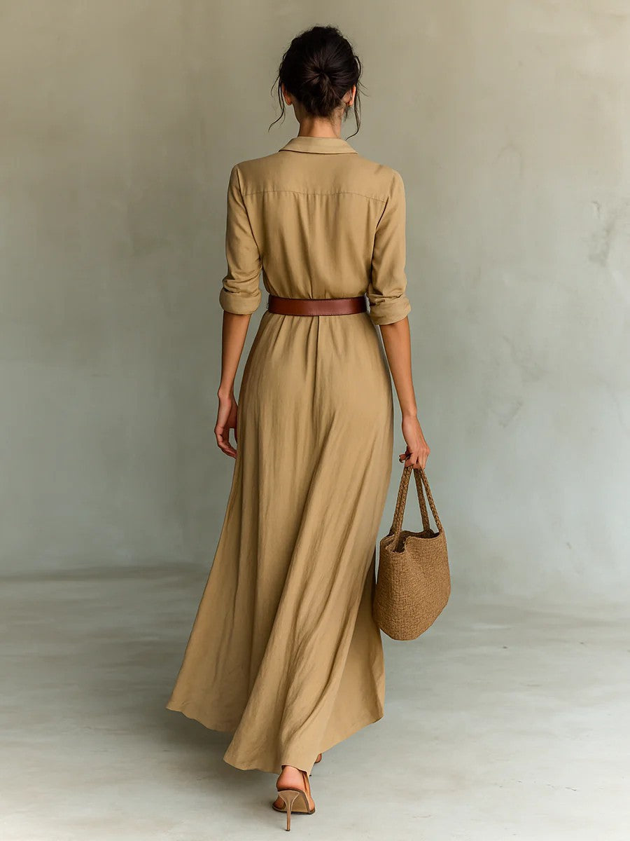 Raquel | Elegant Wrap V-Neck Maxi Dress With Long Sleeves