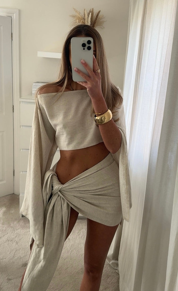 Sybil | Chic Wrap Crop Top And Mini Skirt Set