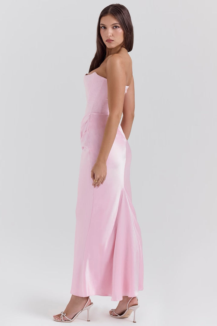 Juliet | Elegant Strapless Satin Maxi Dress
