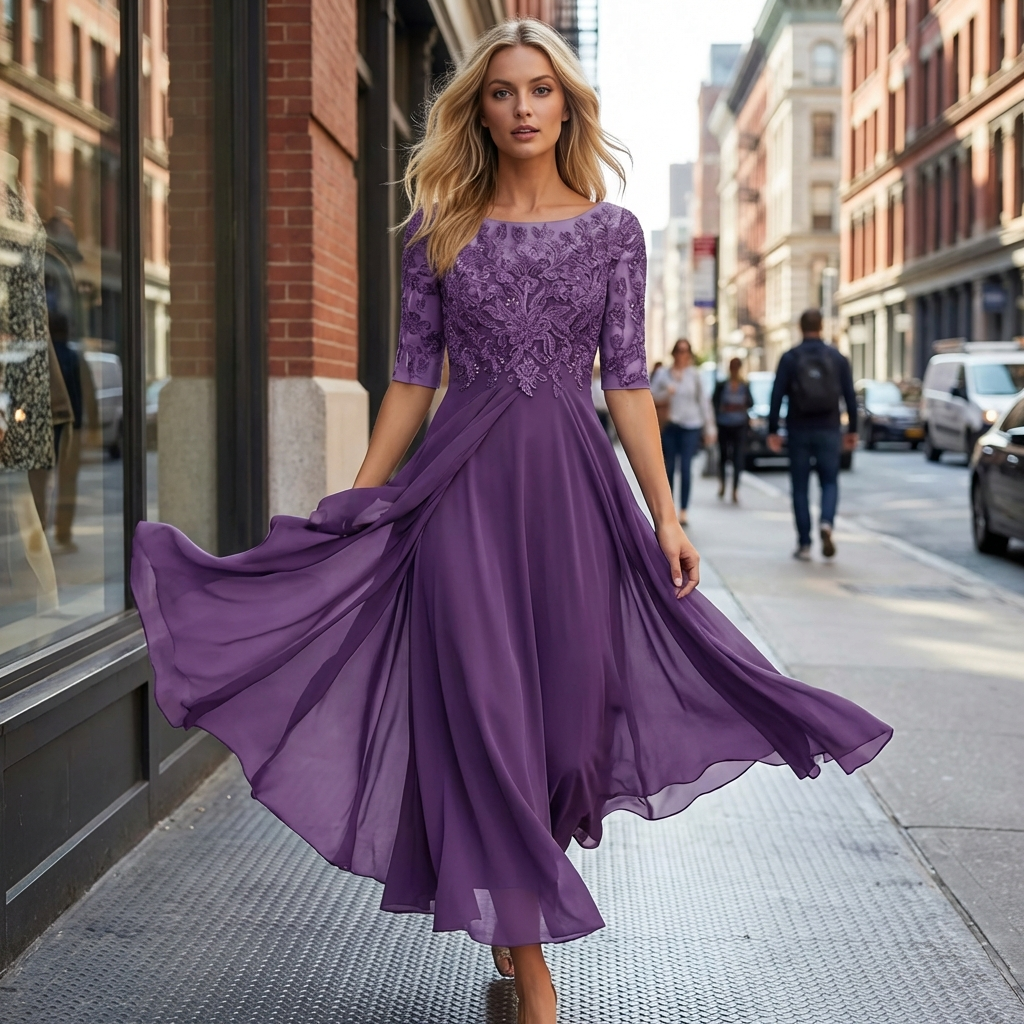 Evy | Elegant Lace Bodice Midi Dress With Flutter Sleeves