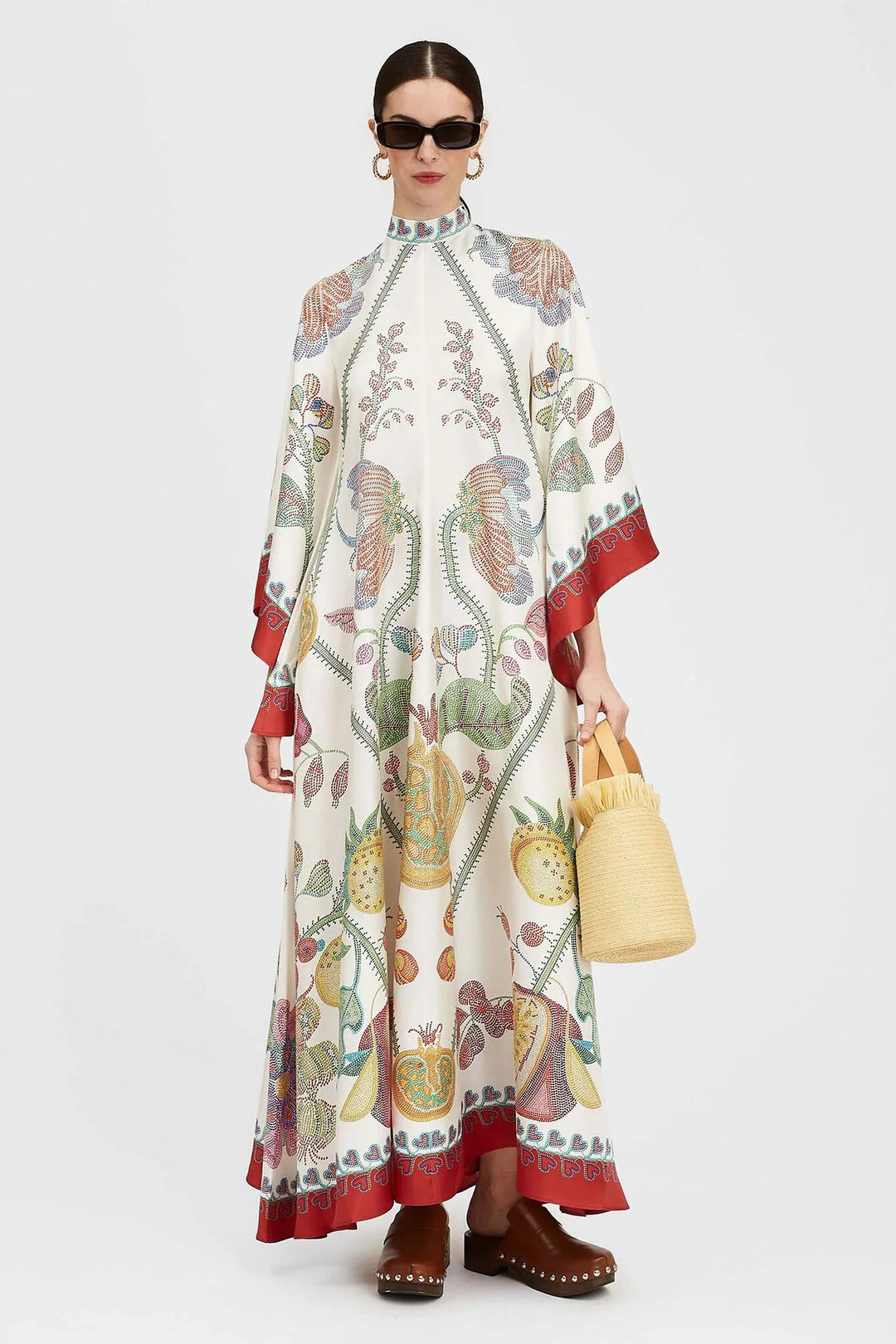 Penelope | Elegant High Neck Floral Print Maxi Dress