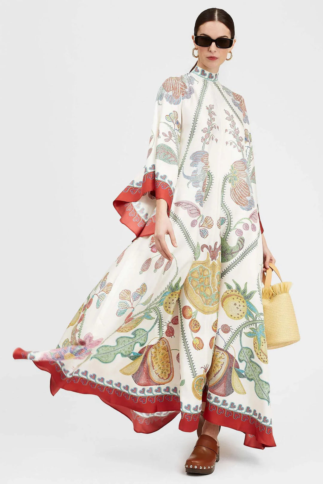 Penelope | Elegant High Neck Floral Print Maxi Dress