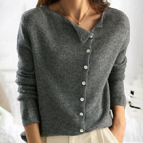 Reese | Elegant V-Neck Button-Up Cardigan With Long Sleeves