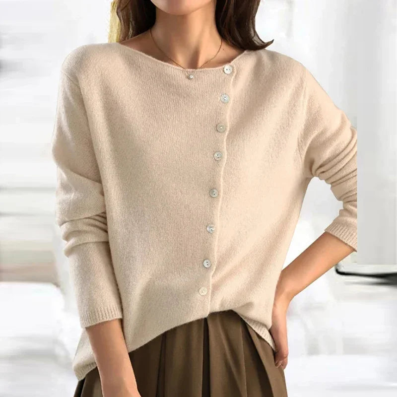 Reese | Elegant V-Neck Button-Up Cardigan With Long Sleeves