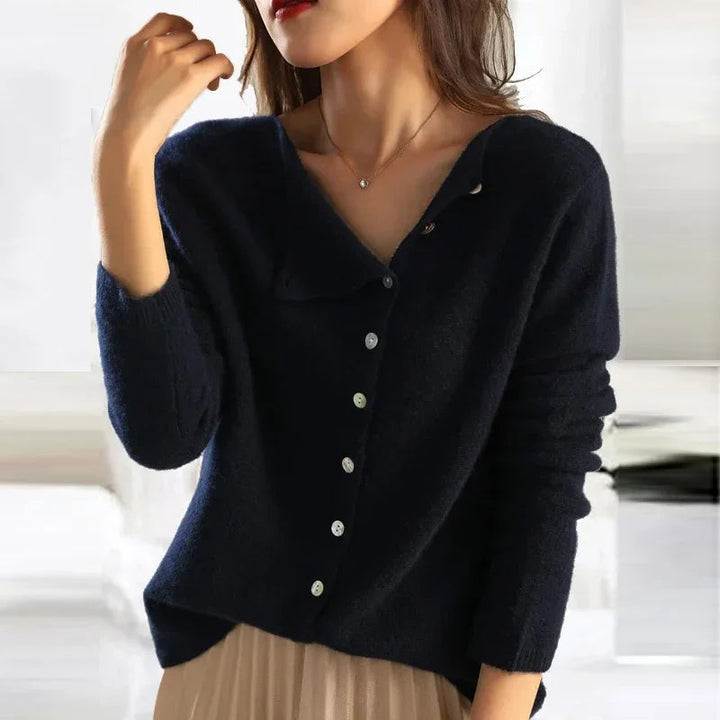 Reese | Elegant V-Neck Button-Up Cardigan With Long Sleeves