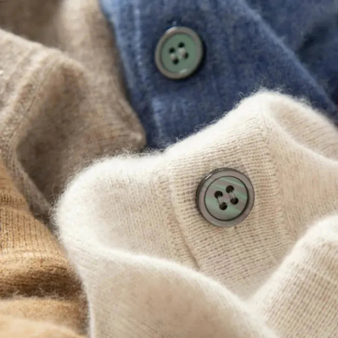 Serena | Classic V-Neck Button Wool Cardigan