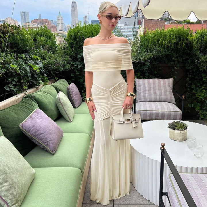Diana | Elegant Off-Shoulder Maternity Maxi Dress