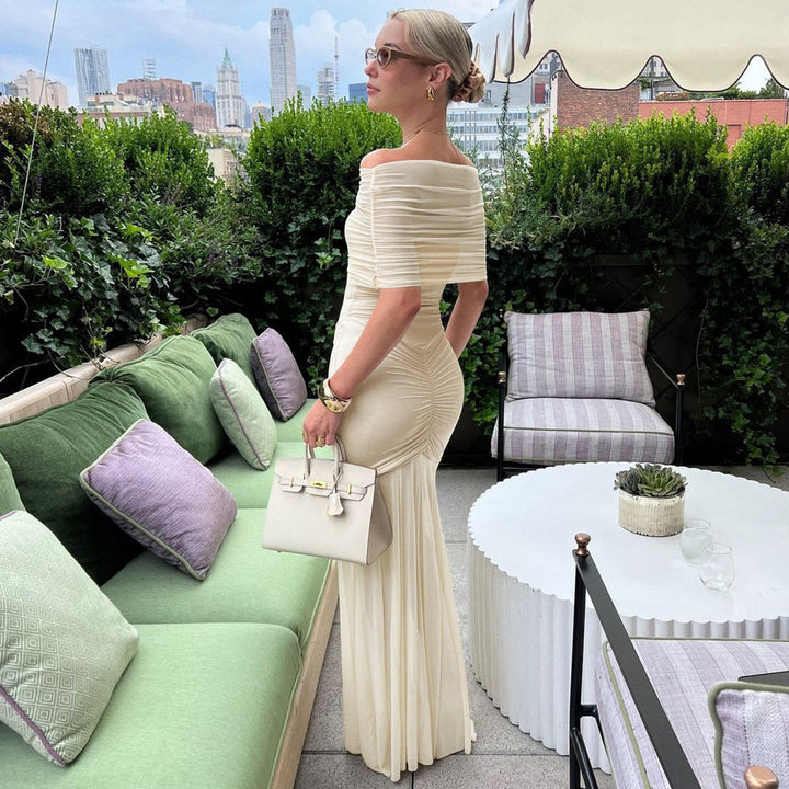 Diana | Elegant Off-Shoulder Maternity Maxi Dress