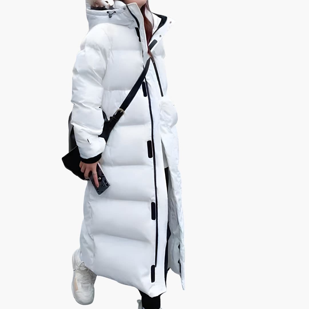 Serena | Elegant Long Quilted Puffer Coat With Hood