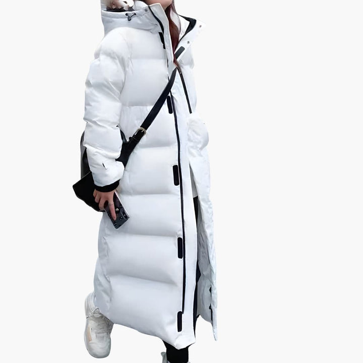 Serena | Elegant Long Quilted Puffer Coat With Hood
