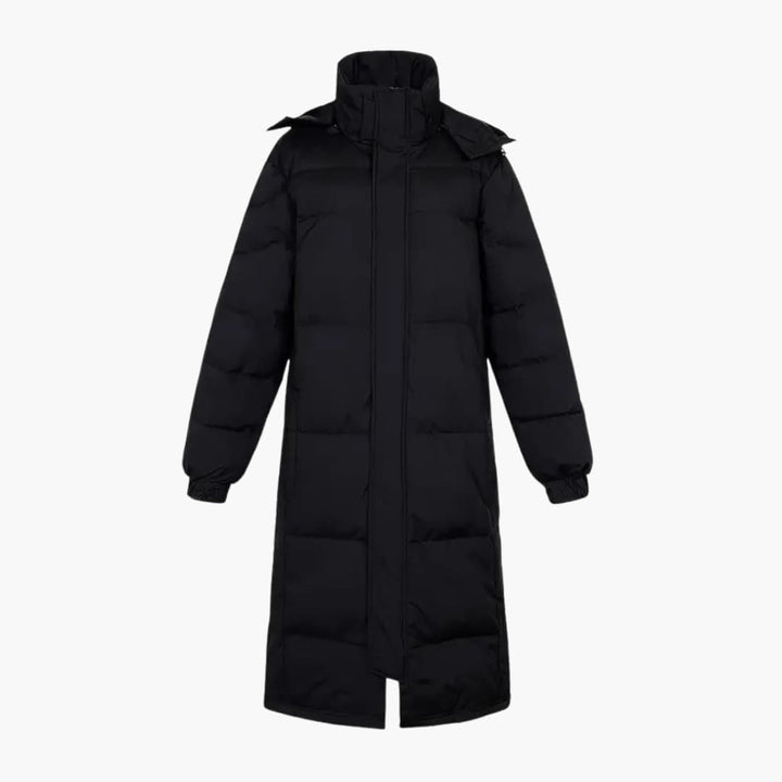 Nora | Sleek Men's Long Hooded Quilted Puffer Coat Black