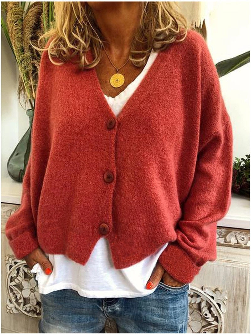 Kira | Cozy V-Neck Button Up Knit Cardigan Women