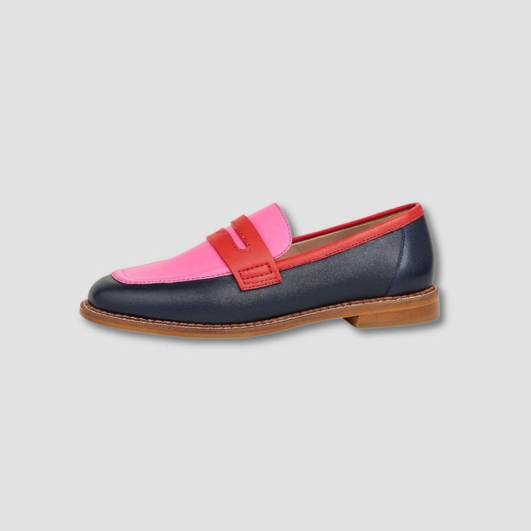 Phoebe | Chic Multicolor Leather Loafers With Round Toe Design