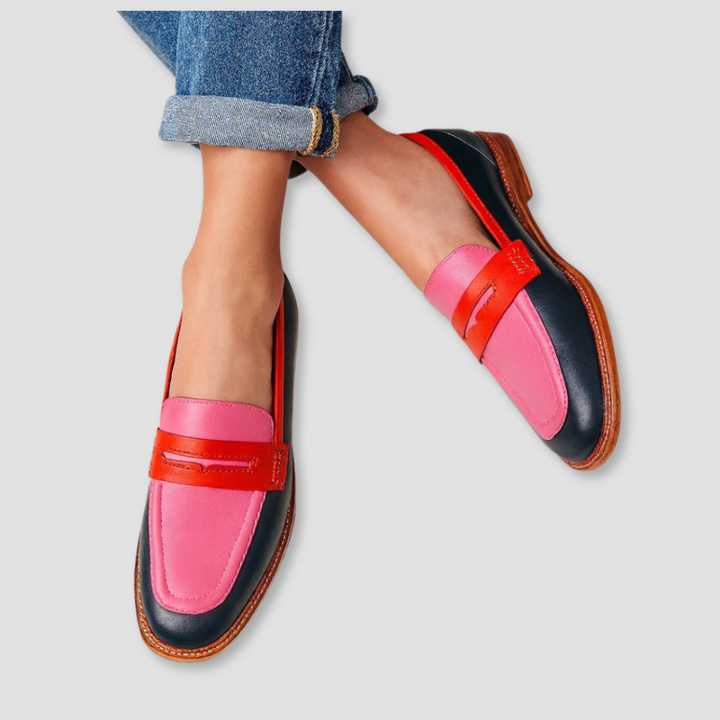 Seren | Stylish Colorblock Penny Loafers With Round Toe Design