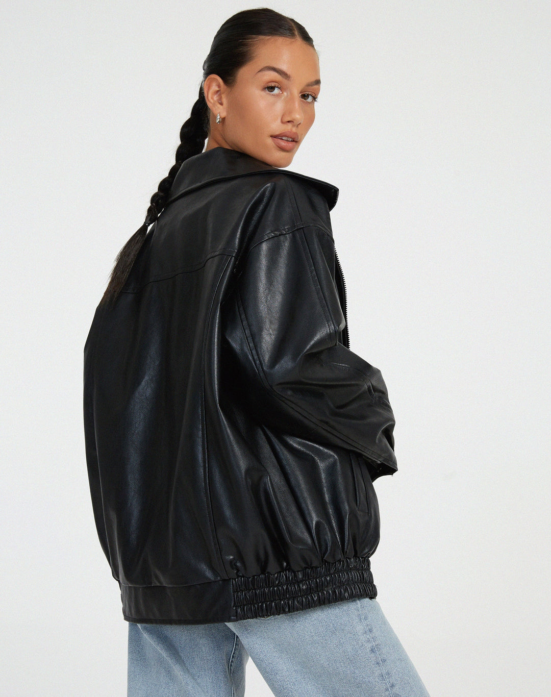 Sybil | Chic Oversized Leather Bomber Jacket Women