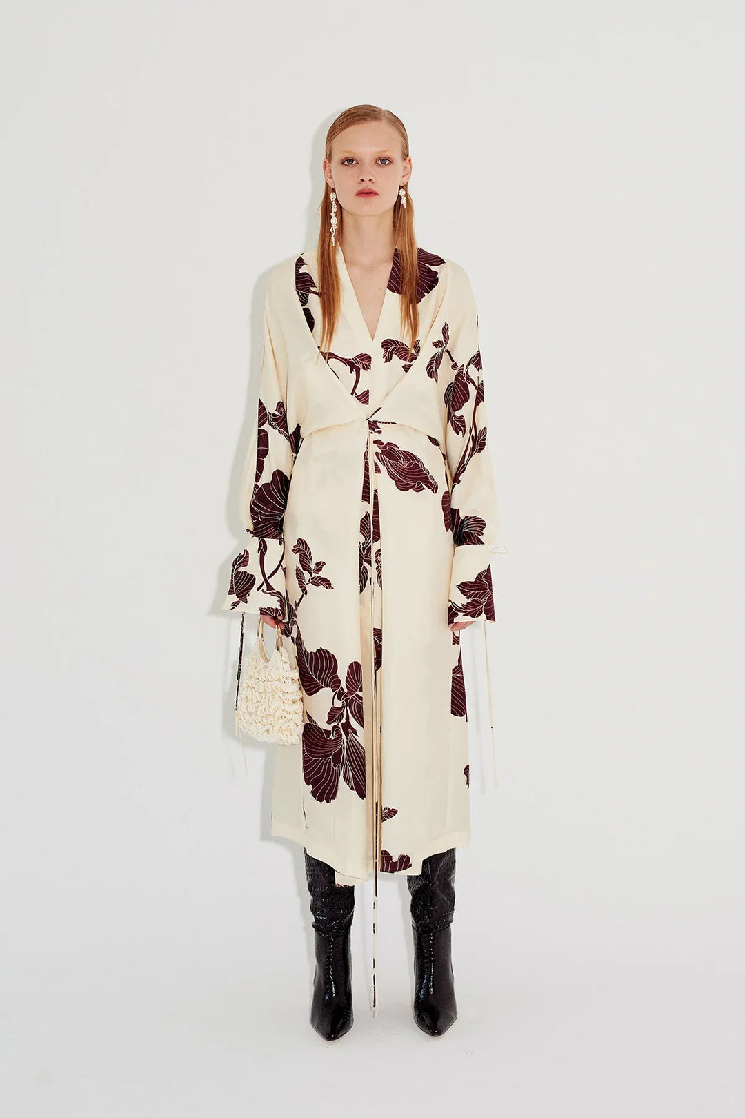 Juniper | Elegant Floral V-Neck Kimono Wrap Midi Dress