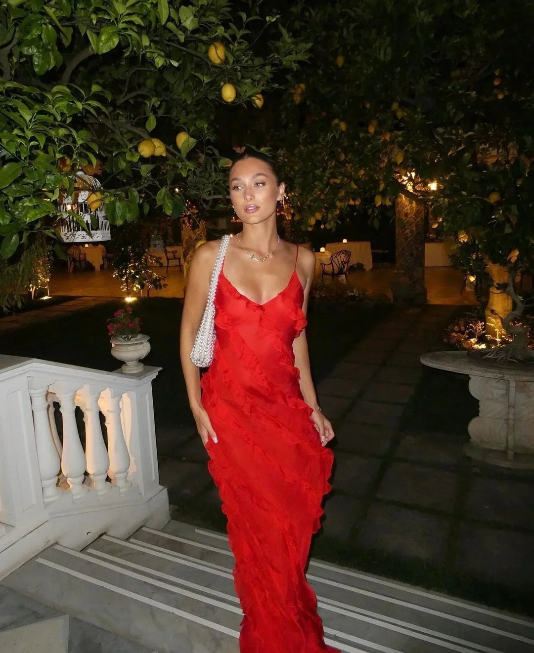 Ruby | Elegant Ruffle Backless Maxi Dress