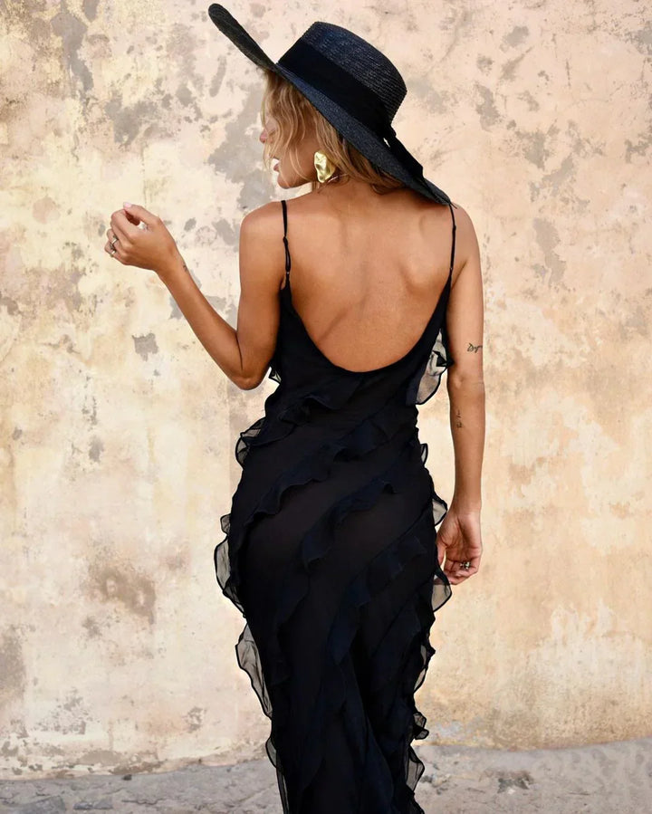Ruby | Elegant Ruffle Backless Maxi Dress