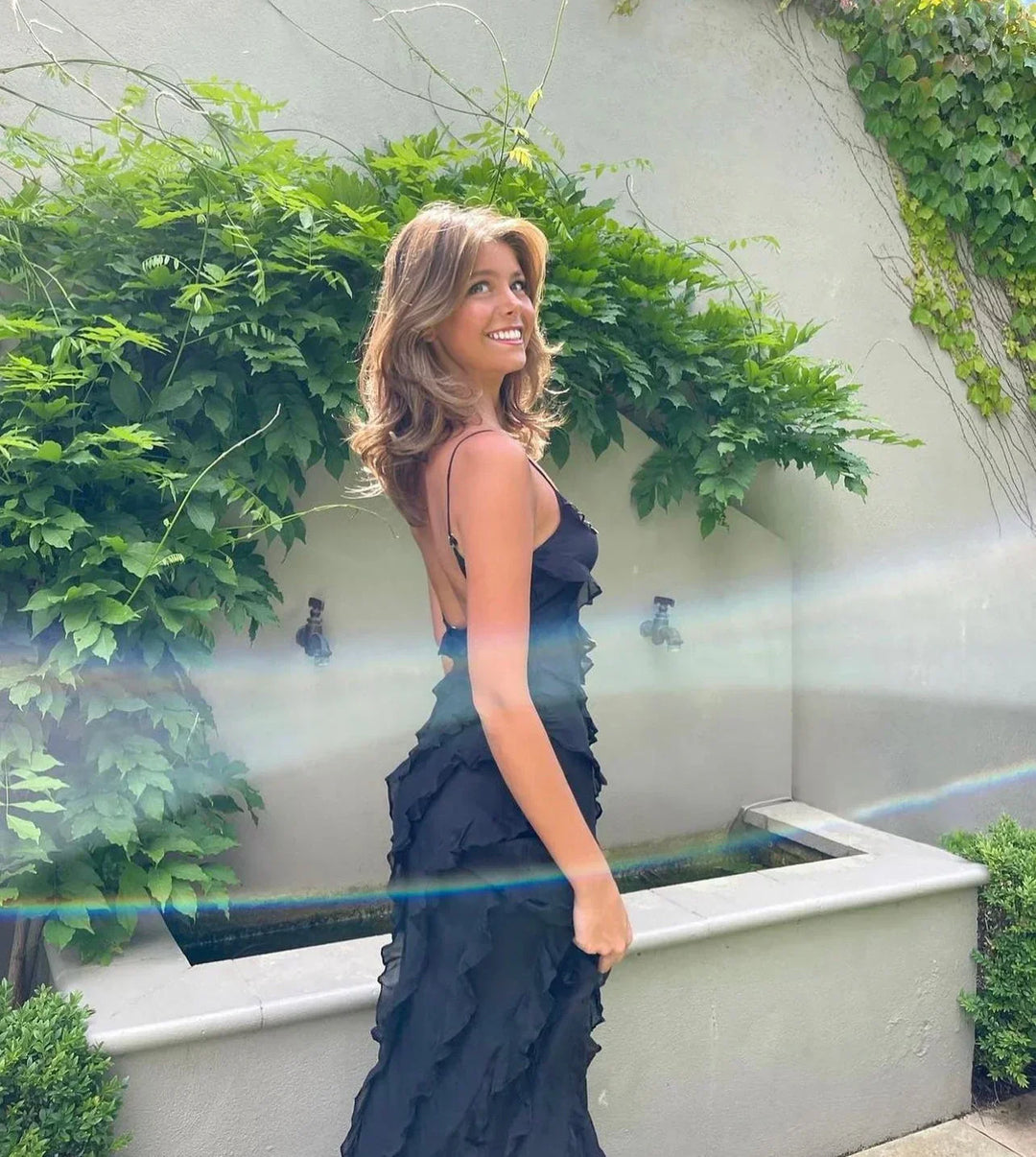 Ruby | Elegant Ruffle Backless Maxi Dress