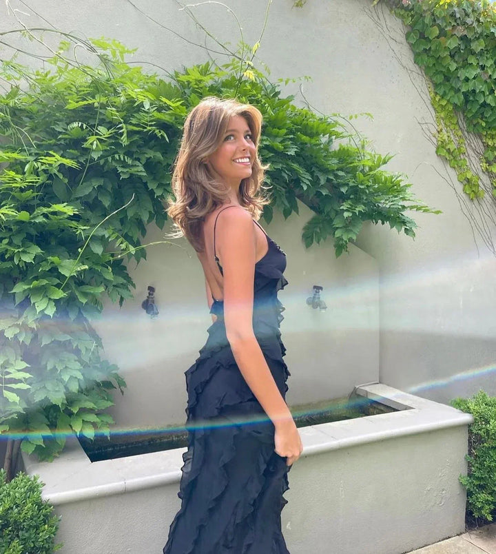 Ruby | Elegant Ruffle Backless Maxi Dress