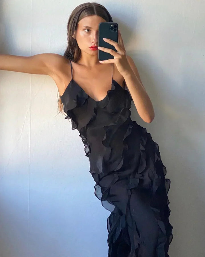 Ruby | Elegant Ruffle Backless Maxi Dress