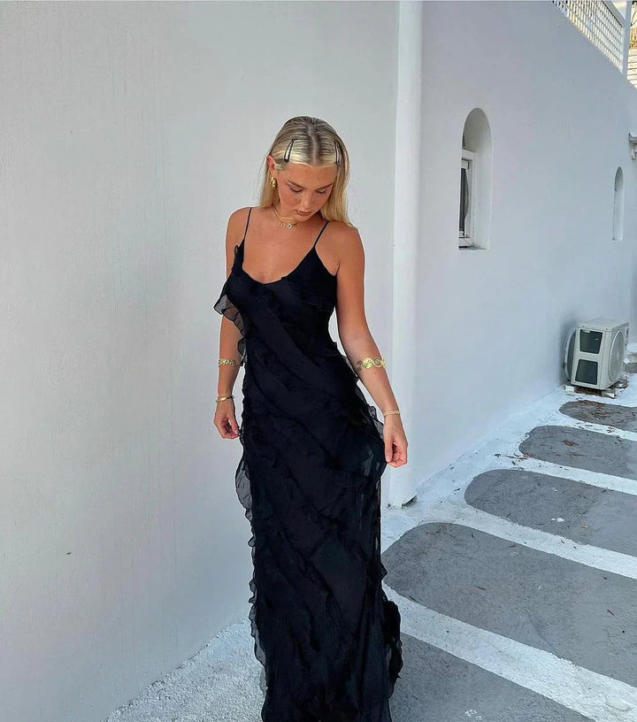 Ruby | Elegant Ruffle Backless Maxi Dress
