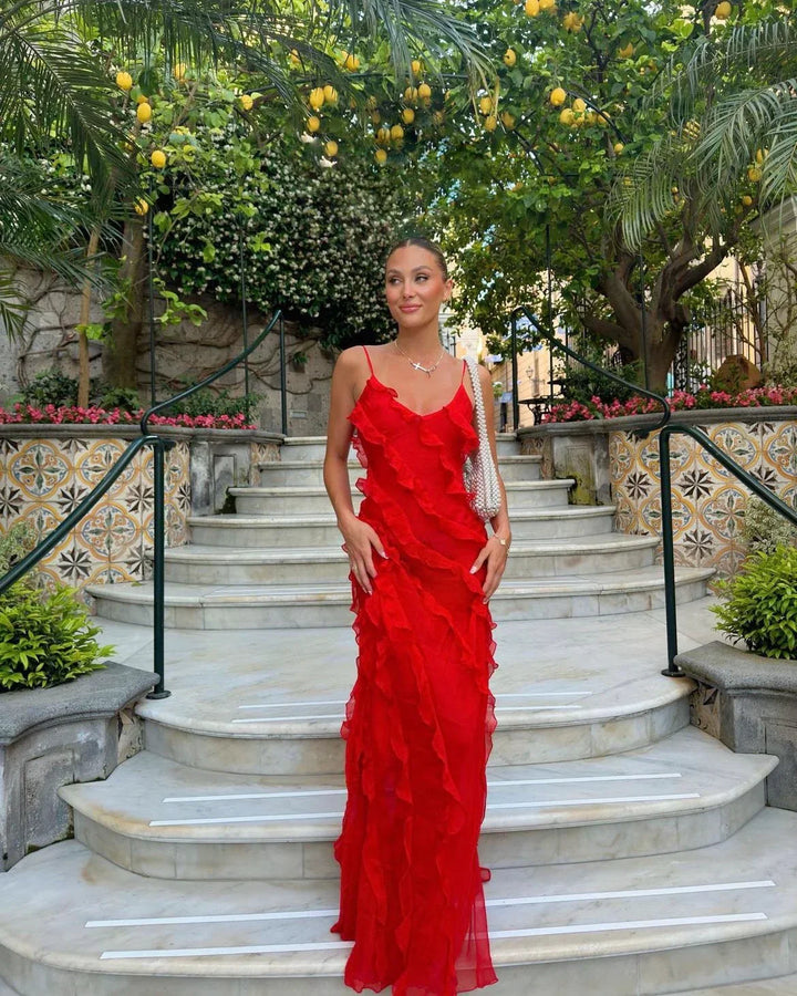 Ruby | Elegant Ruffle Backless Maxi Dress