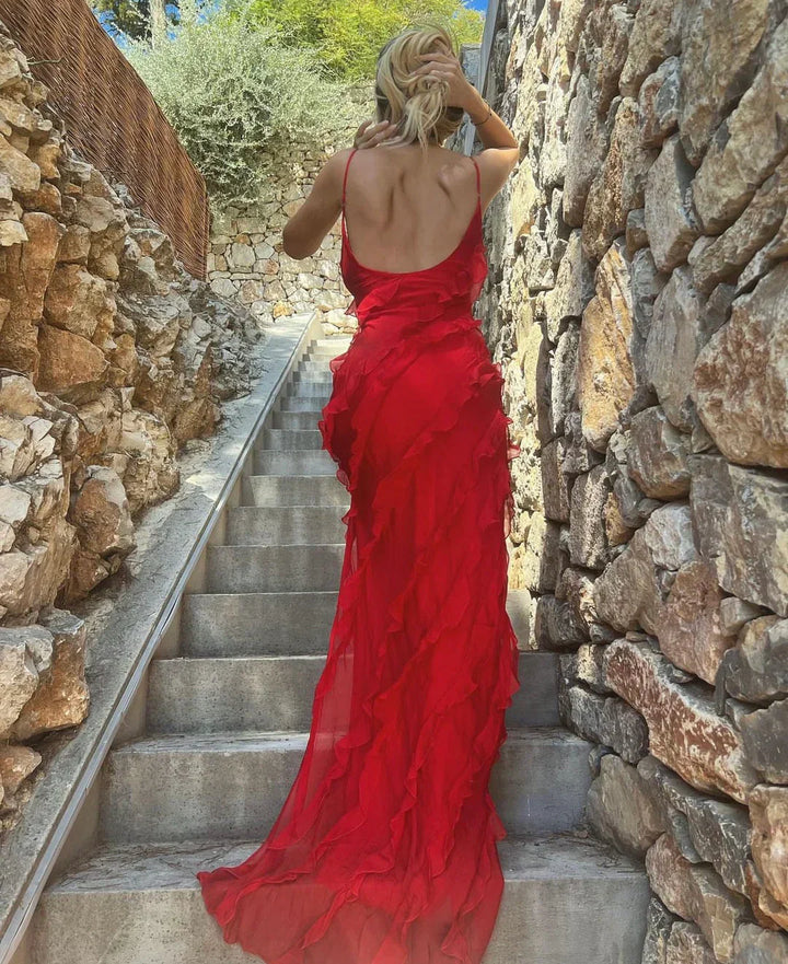 Ruby | Elegant Ruffle Backless Maxi Dress
