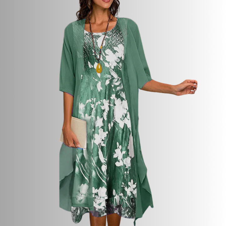 Elegant 2-Piece Summer Set for Women - Flowy Blouse and Dress Combo, Chic Coordinated Style for Warm Days