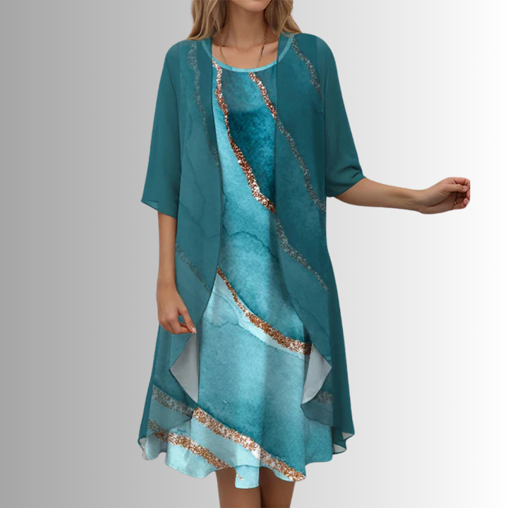 Elegant 2-Piece Summer Set for Women - Flowy Blouse and Dress Combo, Chic Coordinated Style for Warm Days