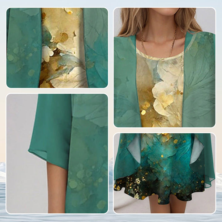 Elegant 2-Piece Summer Set for Women - Flowy Blouse and Dress Combo, Chic Coordinated Style for Warm Days