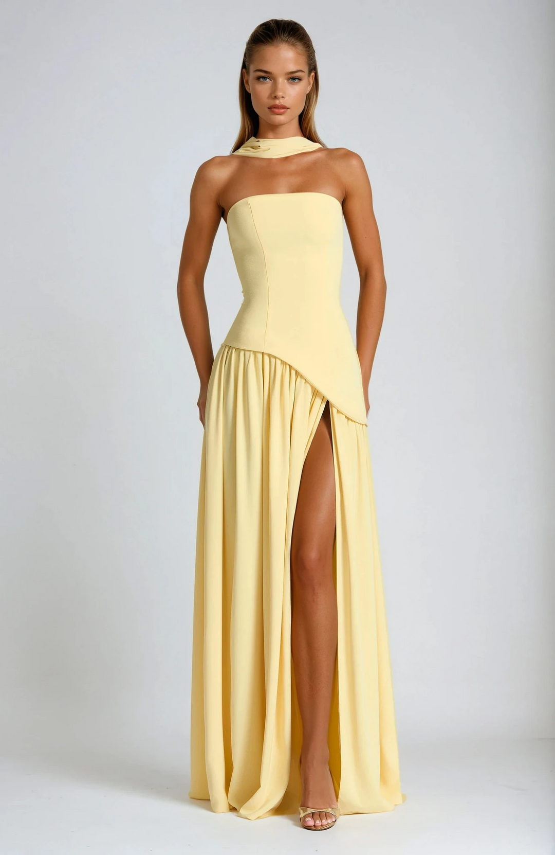 Tessa | Elegant Strapless Maxi Dress With Front Slit