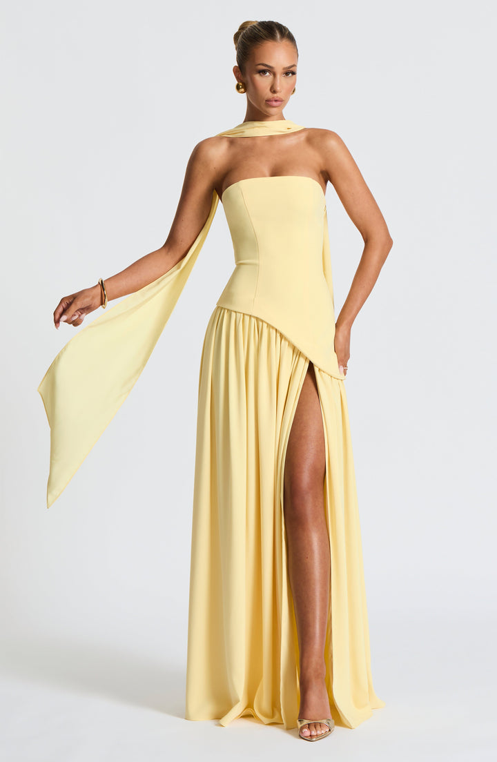 Tessa | Elegant Strapless Maxi Dress With Front Slit