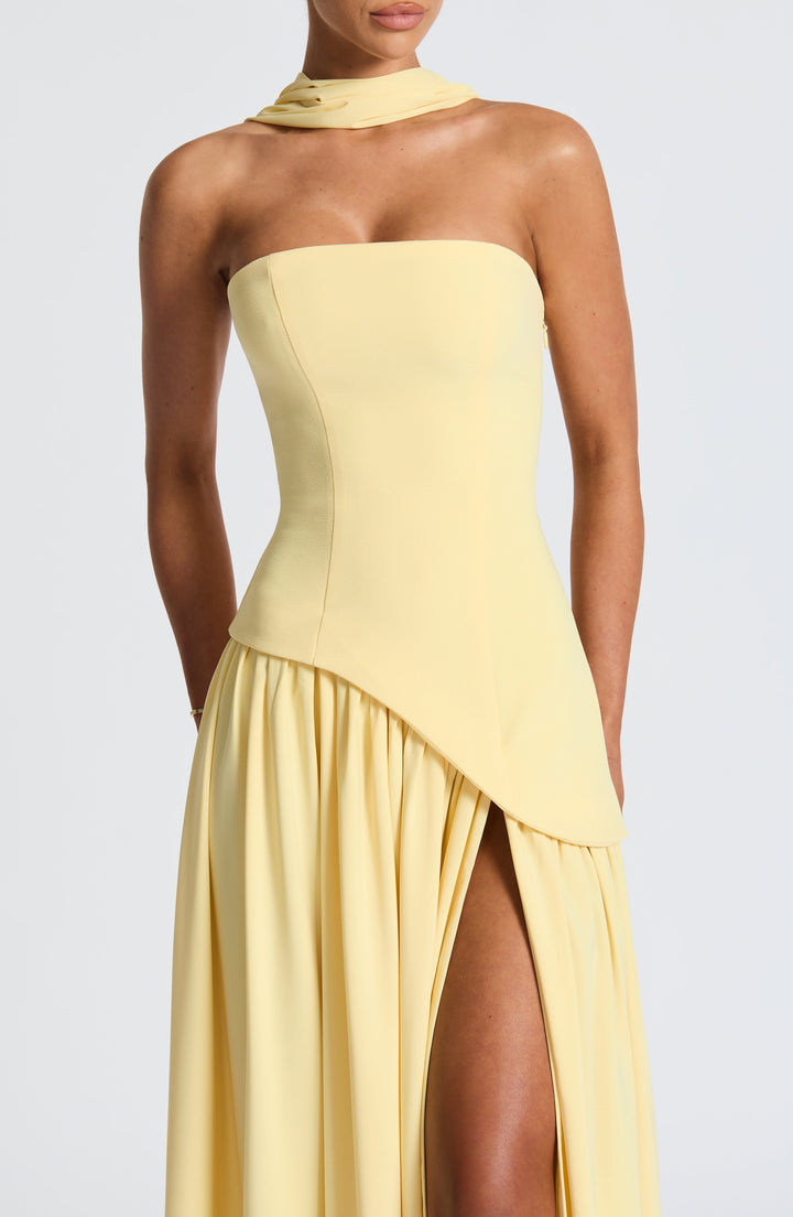 Tessa | Elegant Strapless Maxi Dress With Front Slit