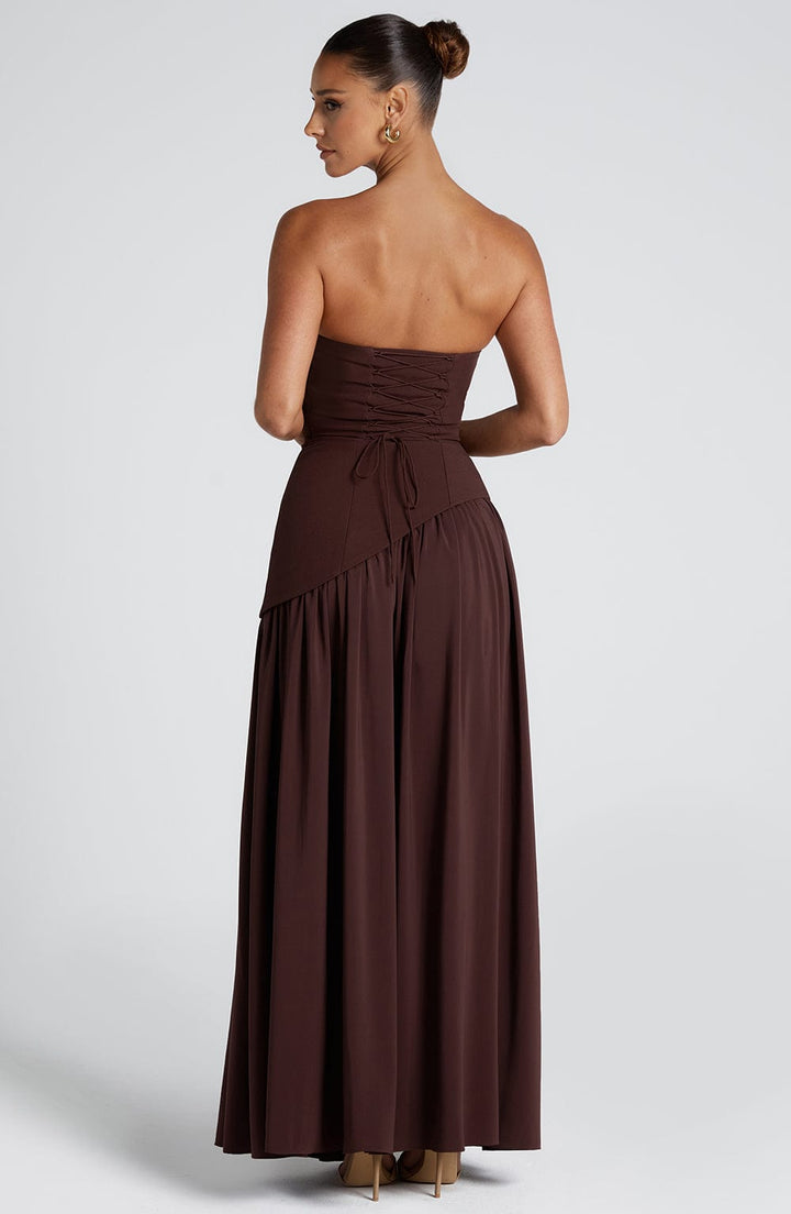 Tessa | Elegant Strapless Maxi Dress With Front Slit