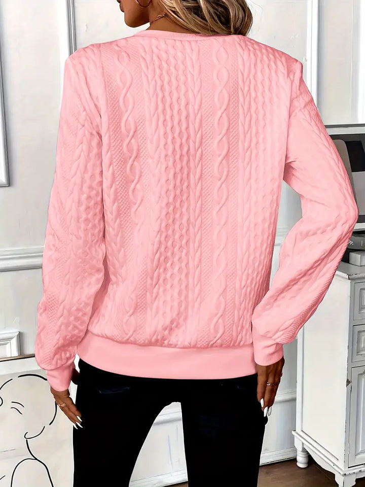 Celeste | Elegant White Cable Knit Half-Zip Pullover Sweater