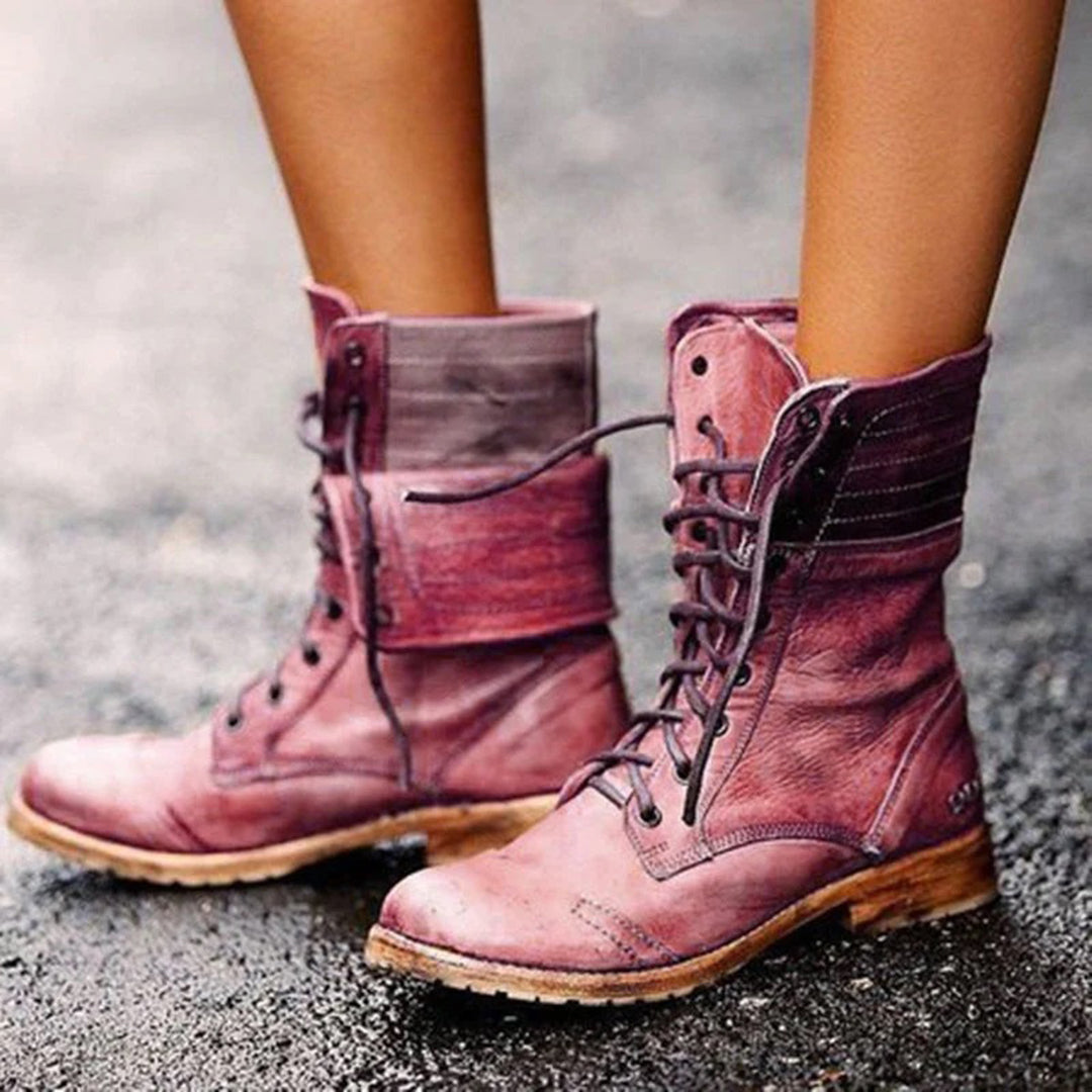 Beatriz | Chic Lace-Up Combat Ankle Boots In Premium Leather