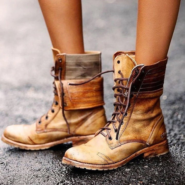 Beatriz | Chic Lace-Up Combat Ankle Boots In Premium Leather
