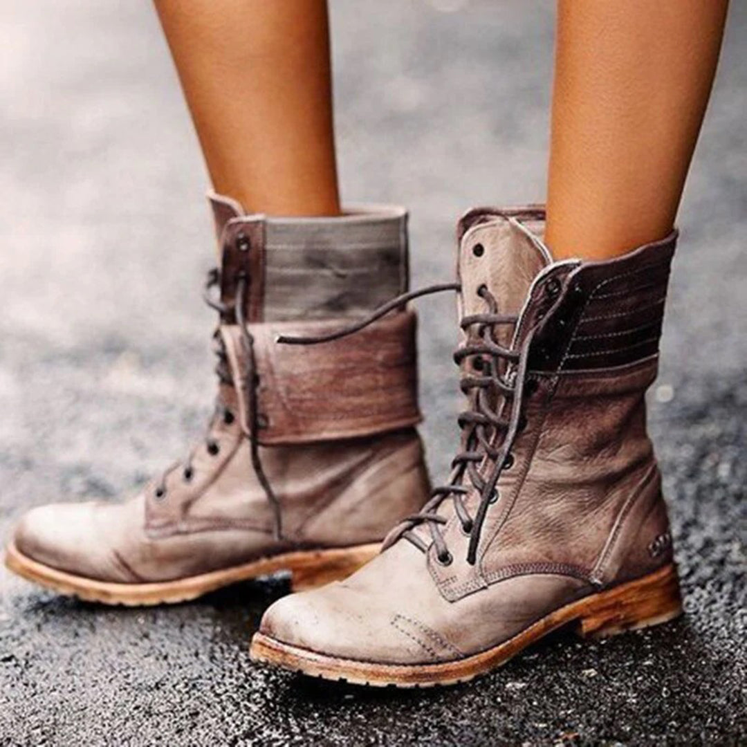 Beatriz | Chic Lace-Up Combat Ankle Boots In Premium Leather