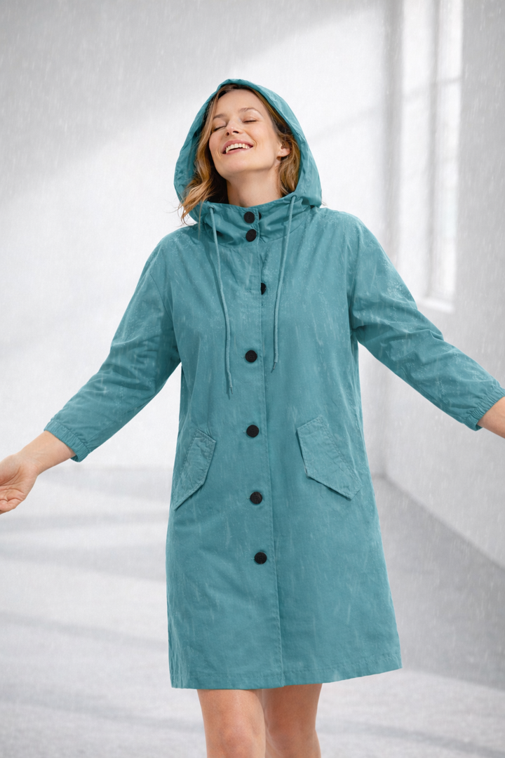 Layla | Chic Hooded Trench Coat With Button Front