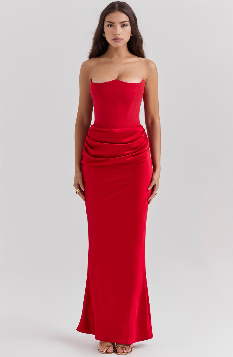 Juliet | Elegant Strapless Satin Maxi Dress