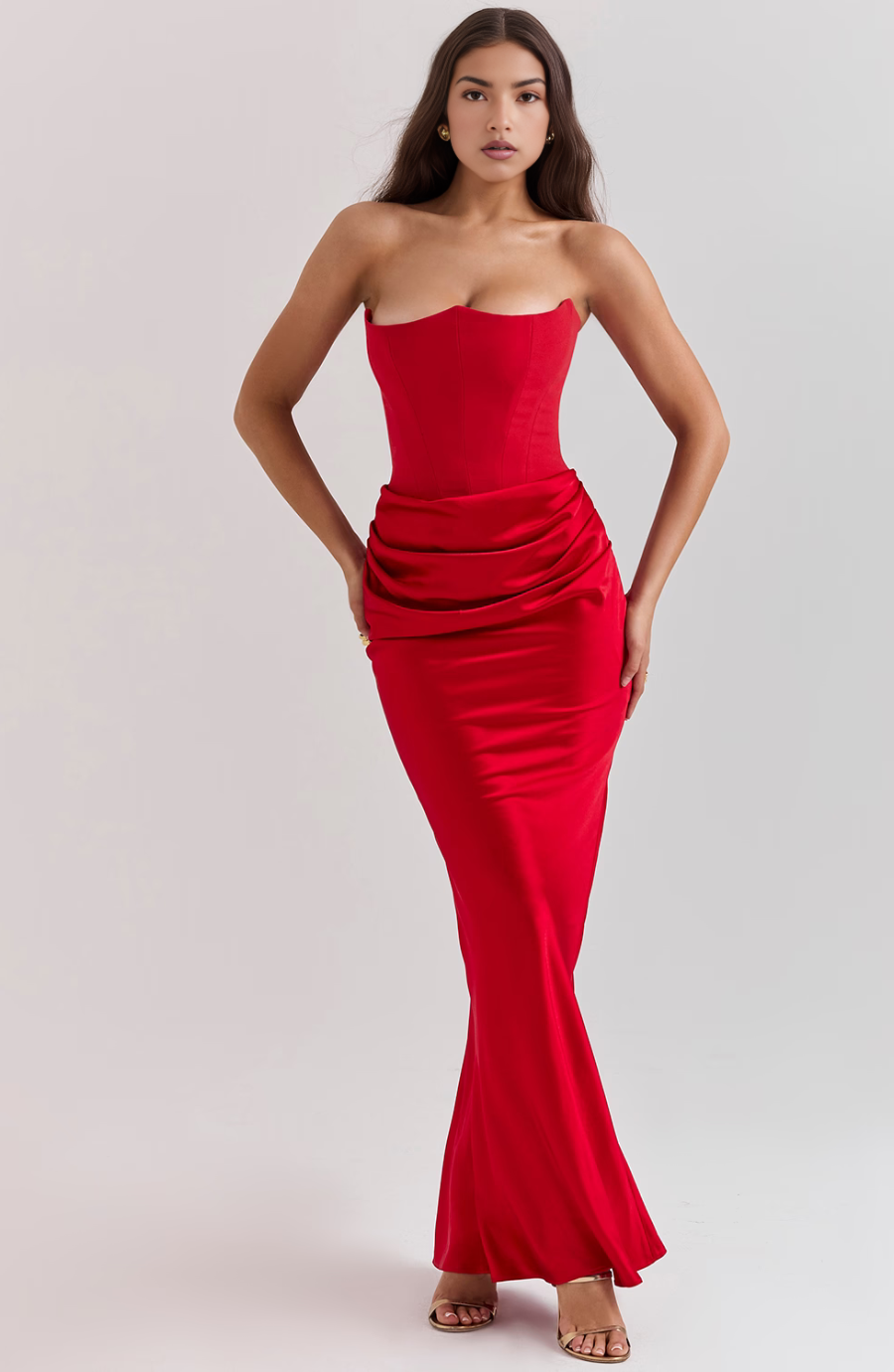 Juliet | Elegant Strapless Satin Maxi Dress